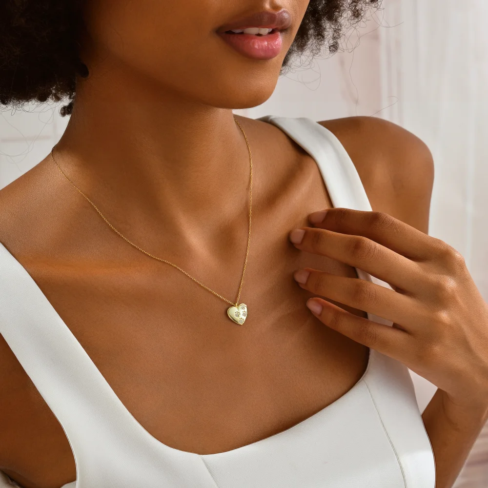 925 Ayar Gümüş Patili Kalp Kolye