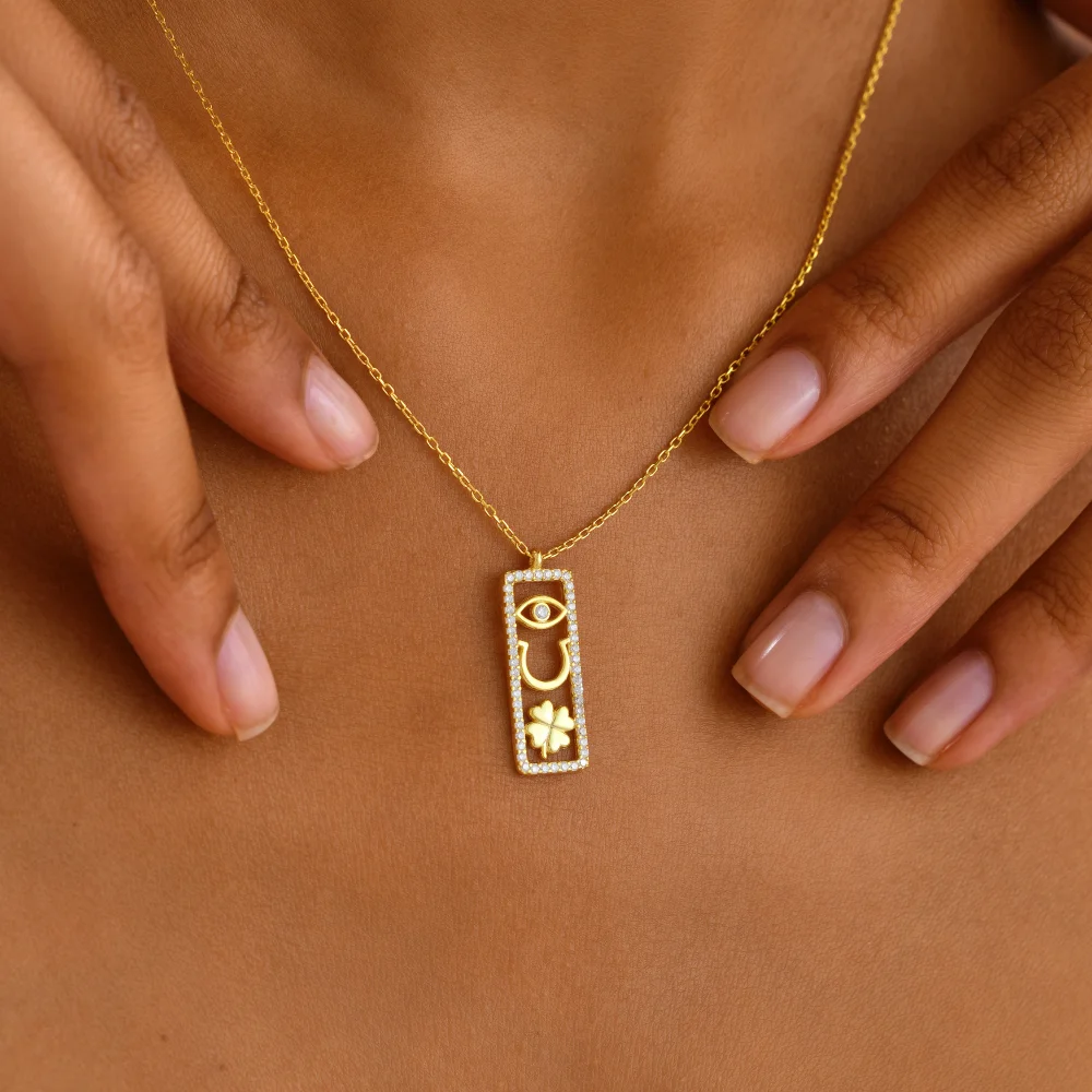 925 Ayar Gümüş Şans, Koruma ve Bereket Sembolü Kadın Kolye