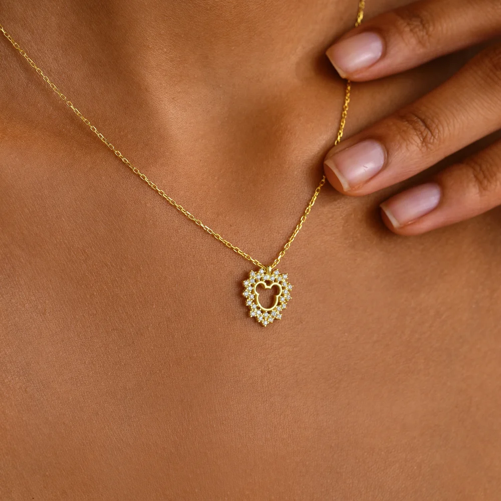 925 Ayar Gümüş Sevimli Kalp Kolye