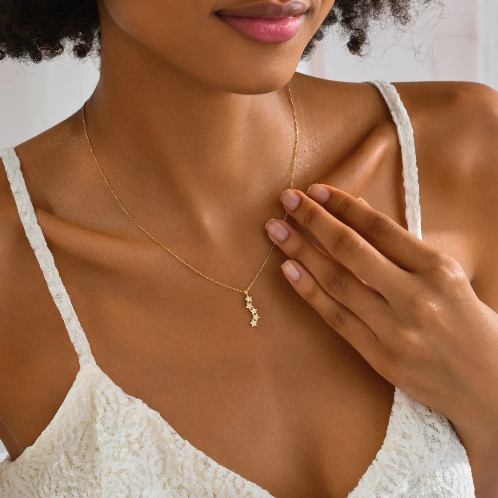 925 Ayar Gümüş Taşlı Gökyüzü Yıldızları Kolye