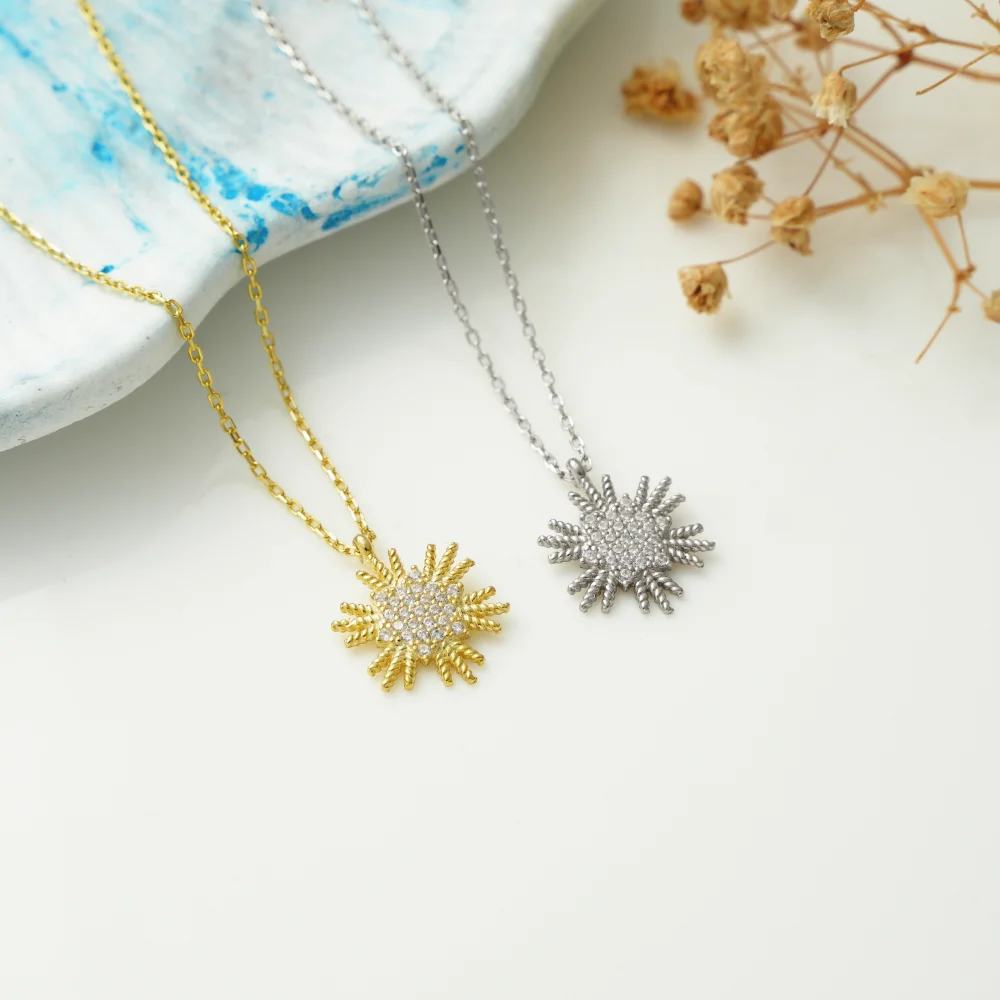 925 Ayar Gümüş Taşlı Güneş Kolye