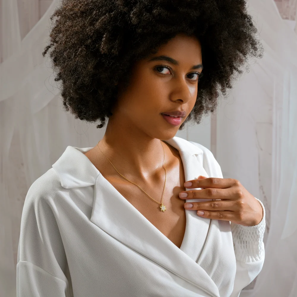 925 Ayar Gümüş Taşlı Güneş Kolye