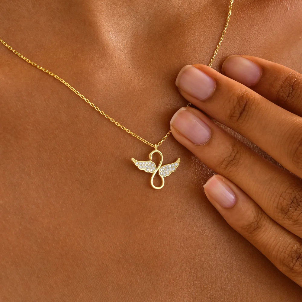 925 Ayar Gümüş Taşlı Kanatlı Sonsuzluk Kolye