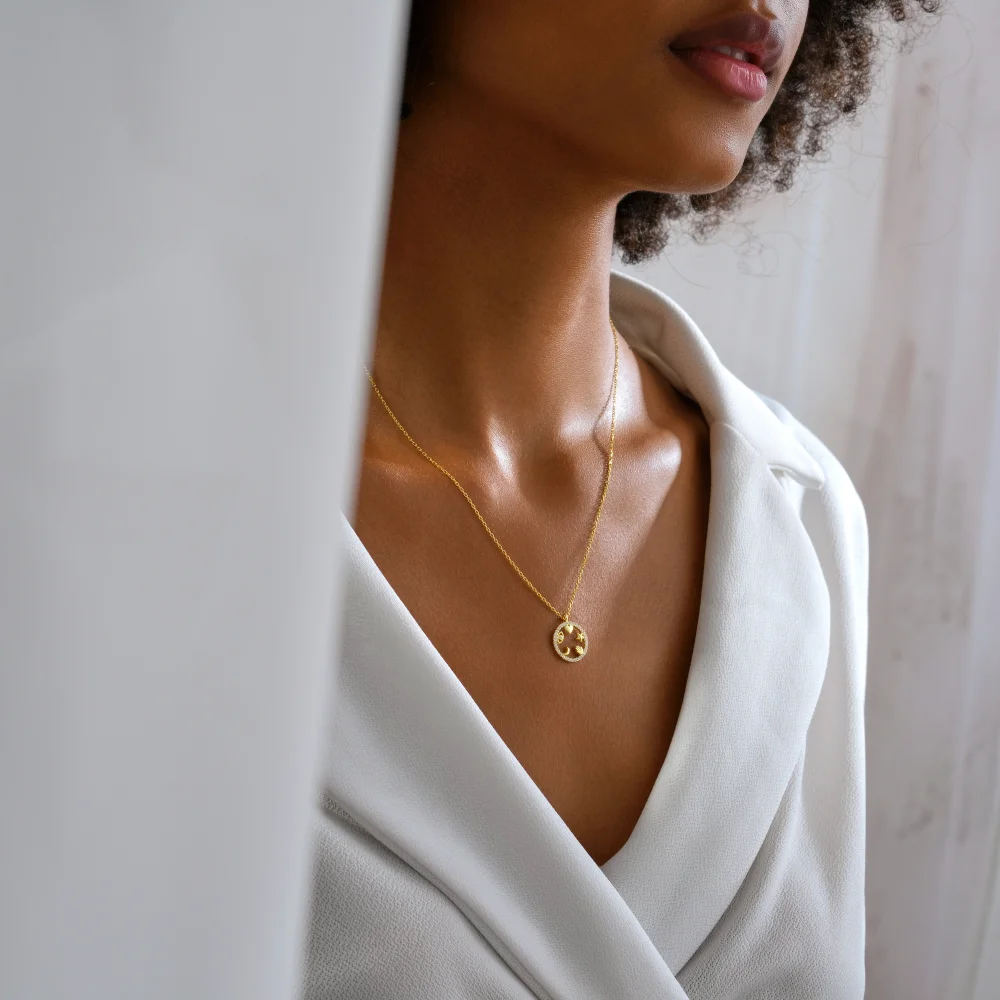 925 Ayar Gümüş Taşlı Modern Semboller Kolye