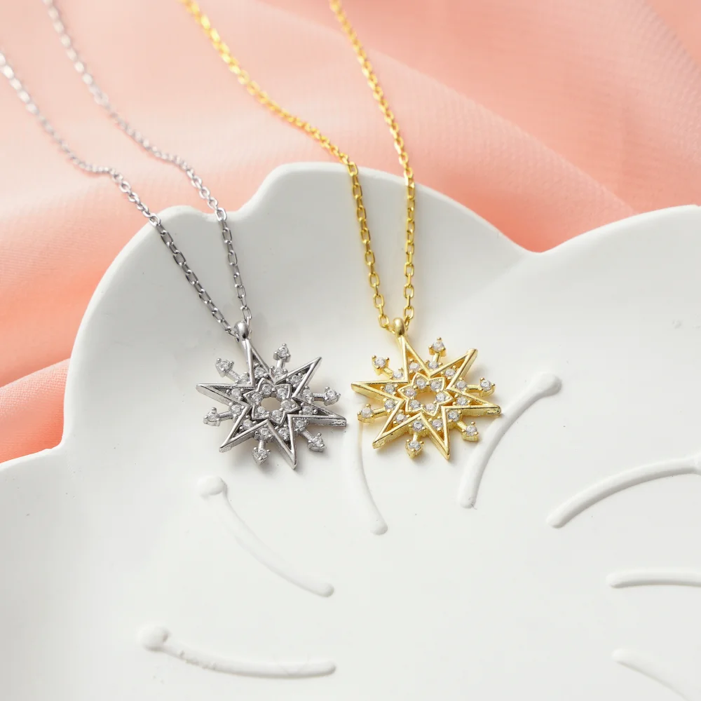 925 Ayar Gümüş Taşlı Zarif Kutup Yıldızı Kolye