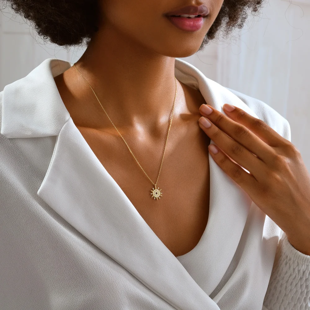 925 Ayar Gümüş Taşlı Zarif Kutup Yıldızı Kolye