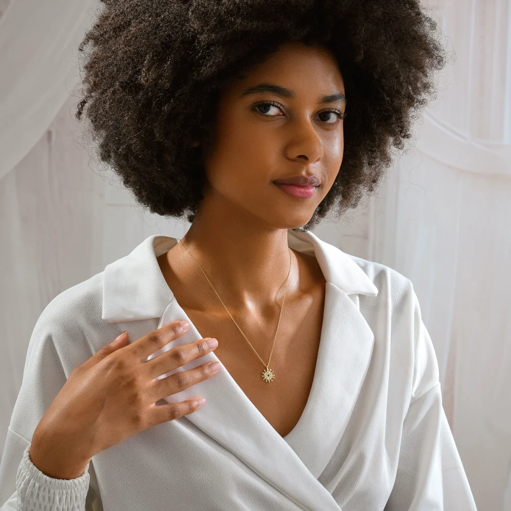 925 Ayar Gümüş Taşlı Zarif Kutup Yıldızı Kolye