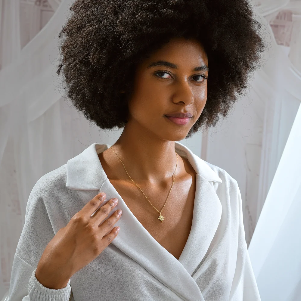 925 Ayar Gümüş Taşlı Zarif Yıldız Kolye