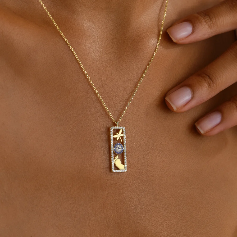 925 Ayar Gümüş Yusufçuk ve Nazar Boncuğu Bebek Ayağı Kolye