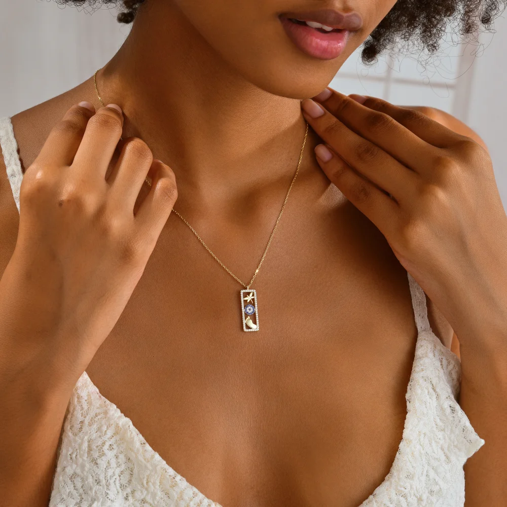 925 Ayar Gümüş Yusufçuk ve Nazar Boncuğu Bebek Ayağı Kolye