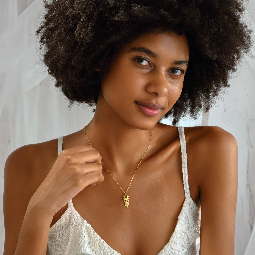 925 Ayar Gümüş Zarif Denizanası Figürlü Kadın Kolye