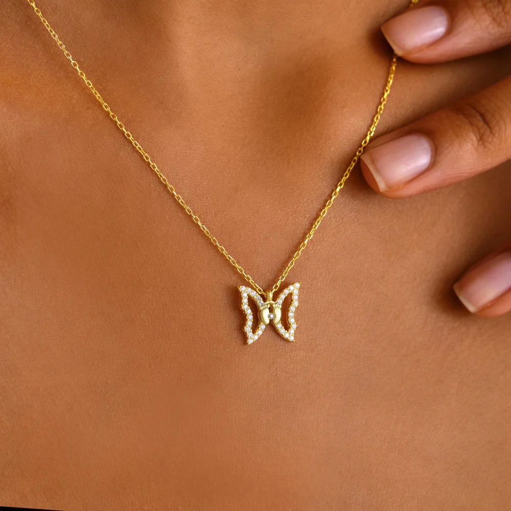 925 Ayar Gümüş Zarif Kelebek Kolye