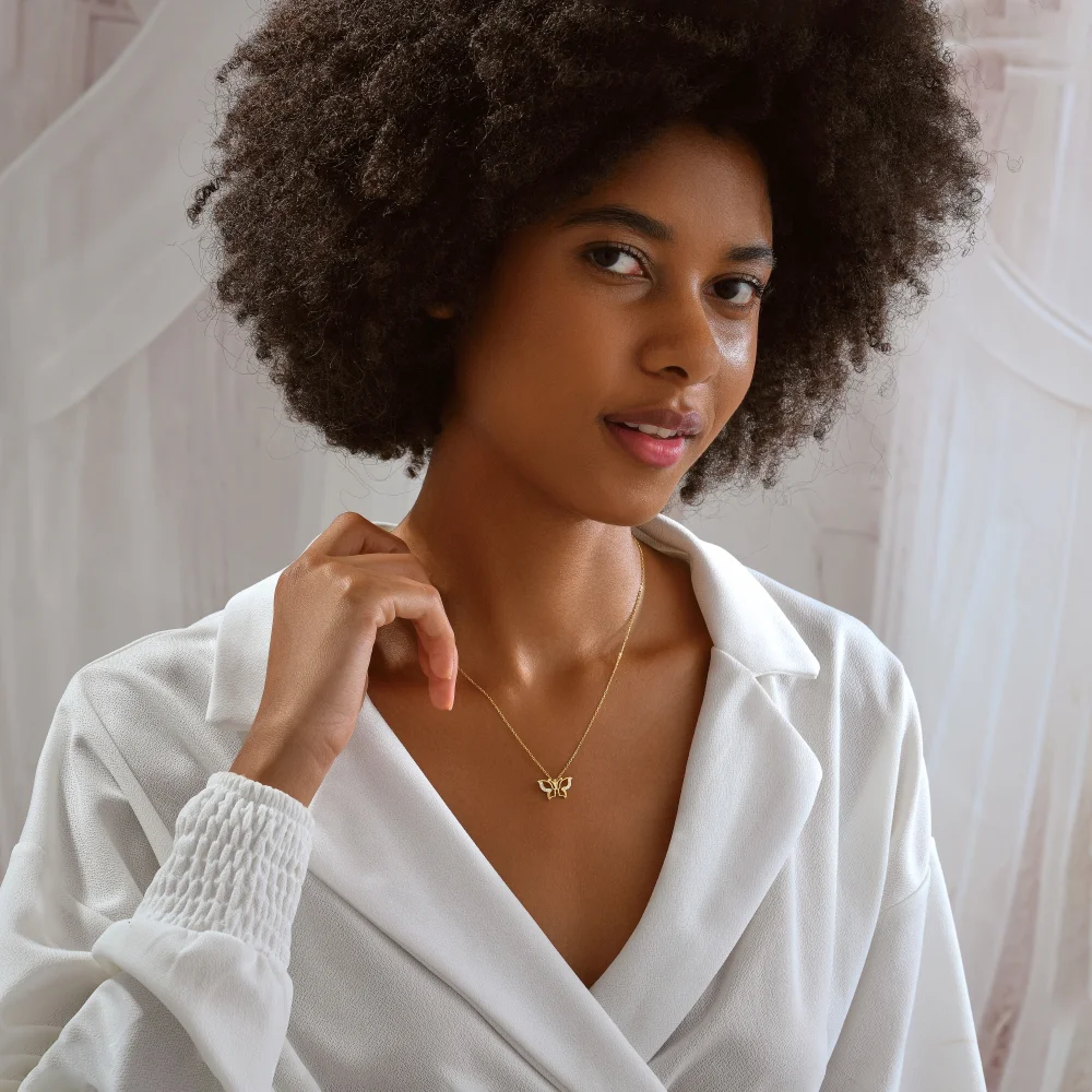 925 Ayar Gümüş Zarif Kelebek Kolye