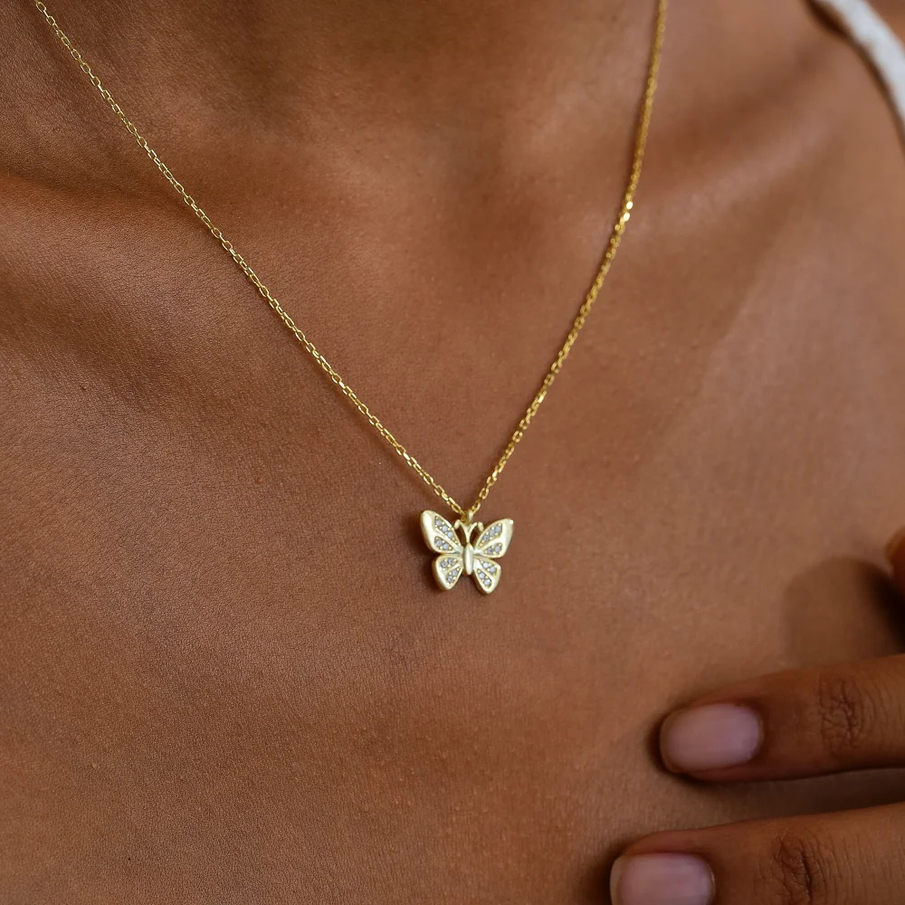 925 Ayar Gümüş Zarif Kelebek Kolye