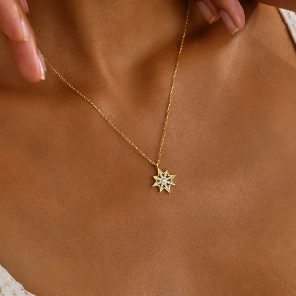 925 Ayar Gümüş Zirkon Taşlı Kuzey Yıldızı Kolye