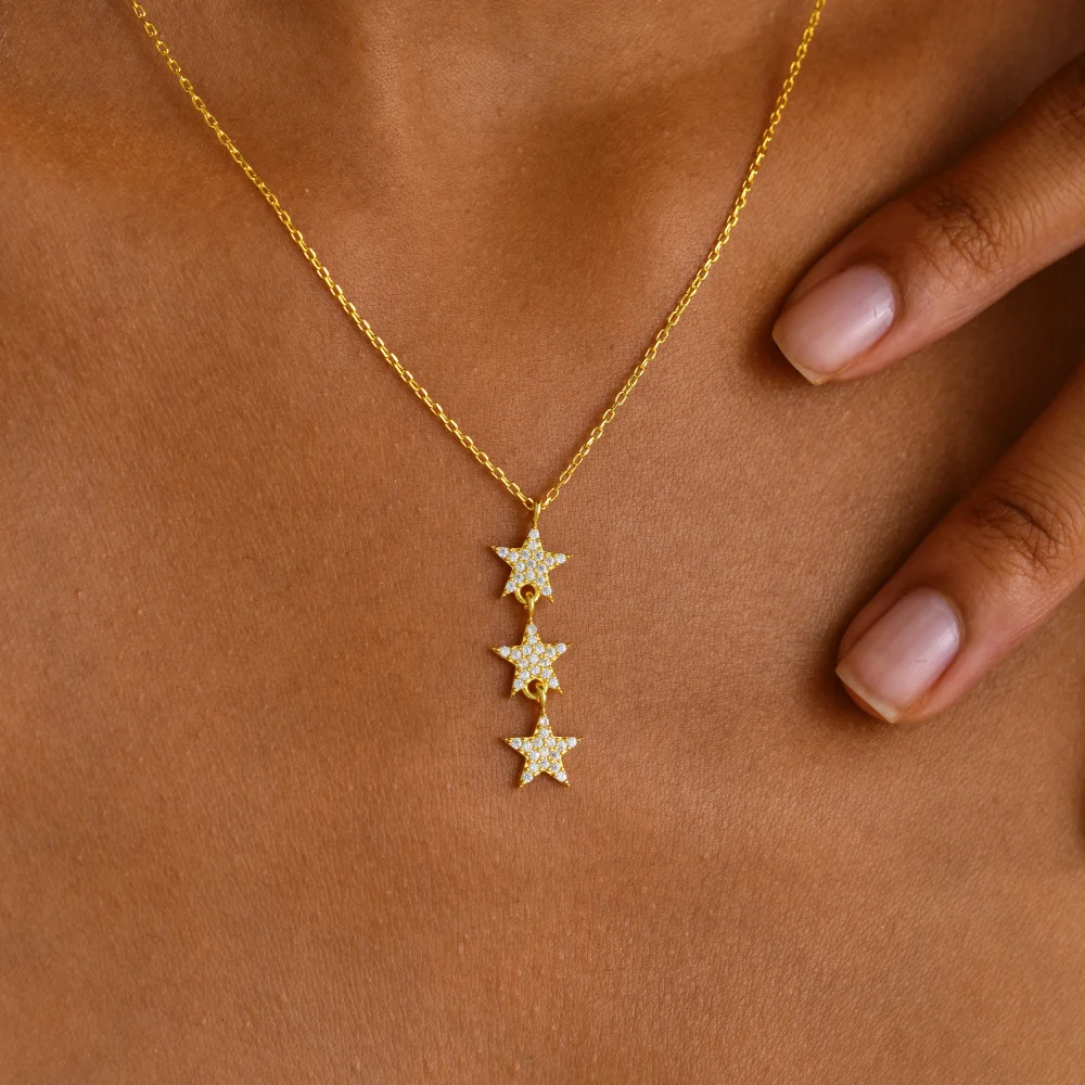 925 Ayar Gümüş Zirkon Taşlı Yıldız Figürlü Kolye