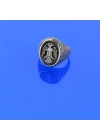 925 Ayar Gümüş Çift Kartal Başlı Zincir Desenli Erkek Yüzük