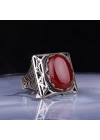 925 Ayar Gümüş Akik Taşlı Oval Kral Tacı Erkek Yüzük
