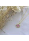 925 Ayar Gümüş Opal Taşlı Lotus Çiçeği Gümüş Kolye