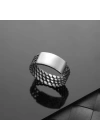 925 Ayar Gümüş Kuba Zincir Motifli Üstü Kişiselleştirilebilir Erkek Yüzüğü