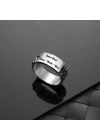925 Ayar Gümüş Motifli Üstü Kişiselleştirilebilir Erkek Yüzüğü