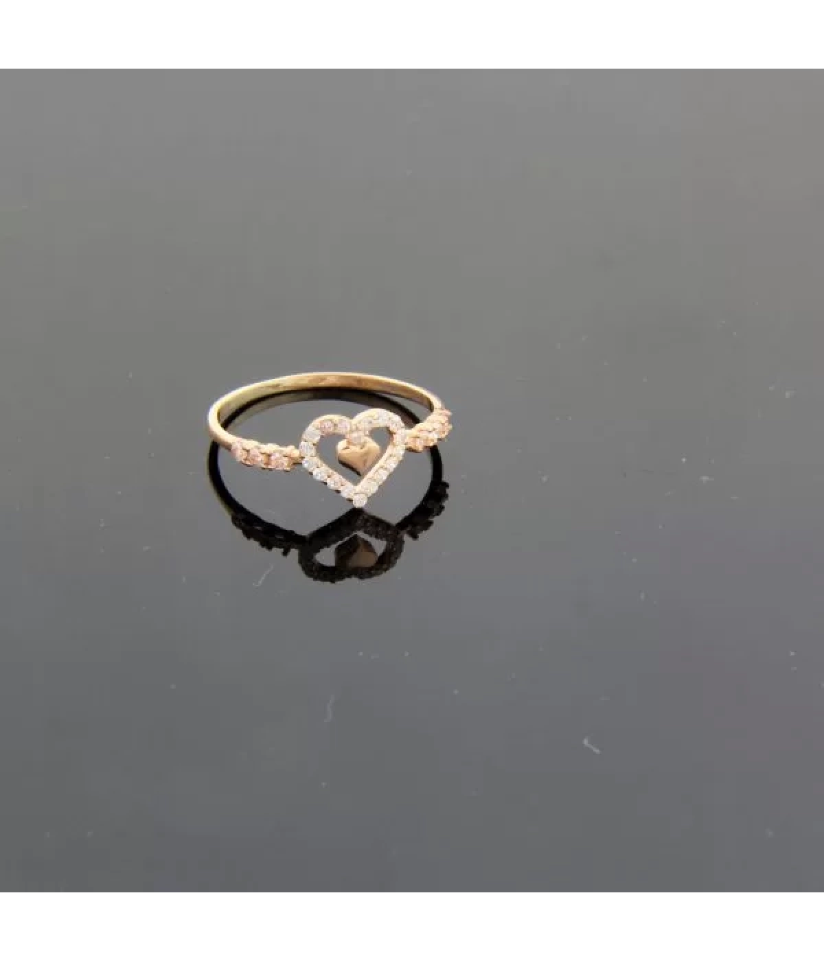 925 Ayar Gümüş Zarif Kalp Motifli Kadın Yüzük - Rose Gold