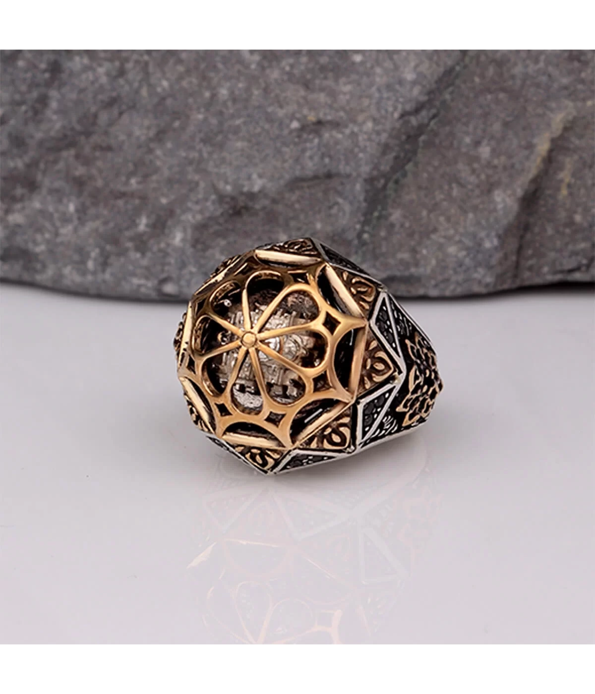 925 Ayar Ayasofya Miniatür Kubbe İşlemeli Erkek Yüzük Silver
