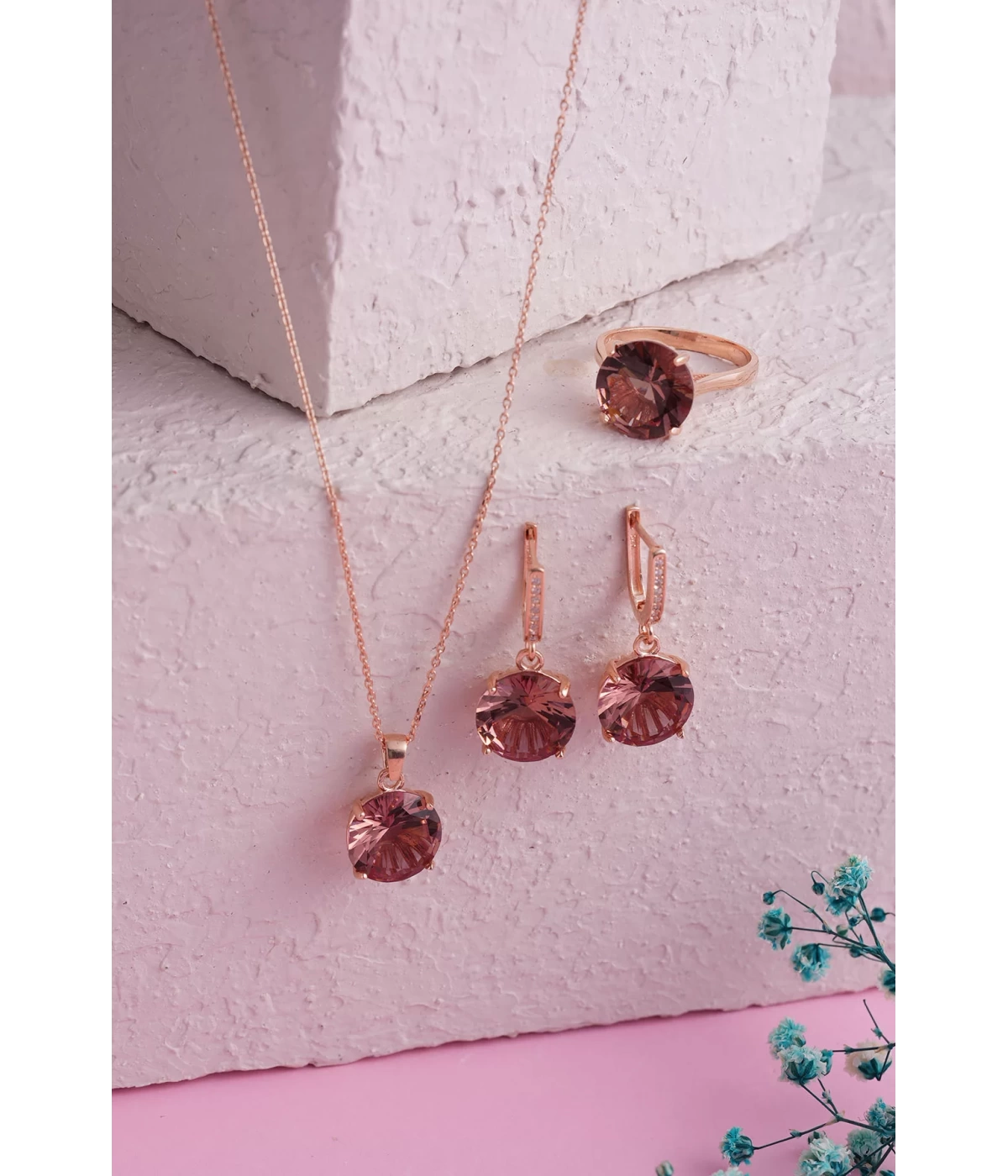 925 Ayar Gümüş Yuvarlak Zultanite Taşlı Set