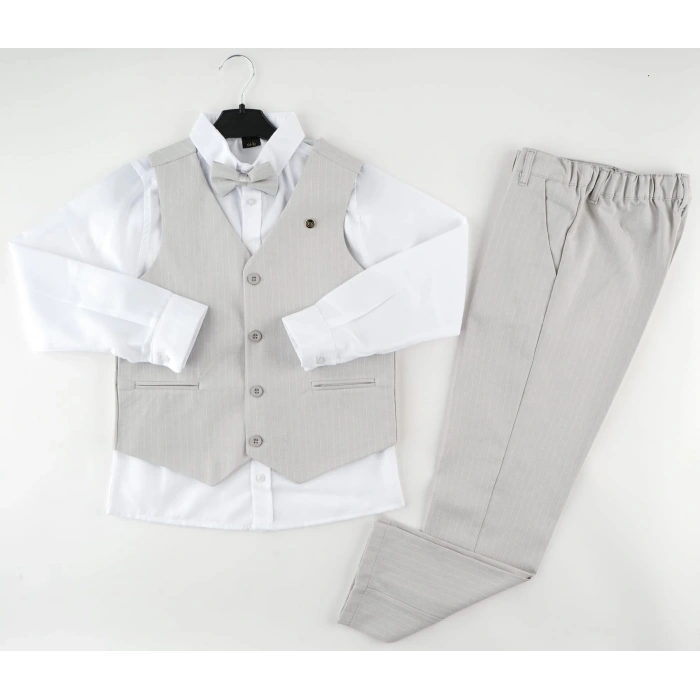 3 DÜĞME YELEKLİ ÇİZGİLİ TAKIM