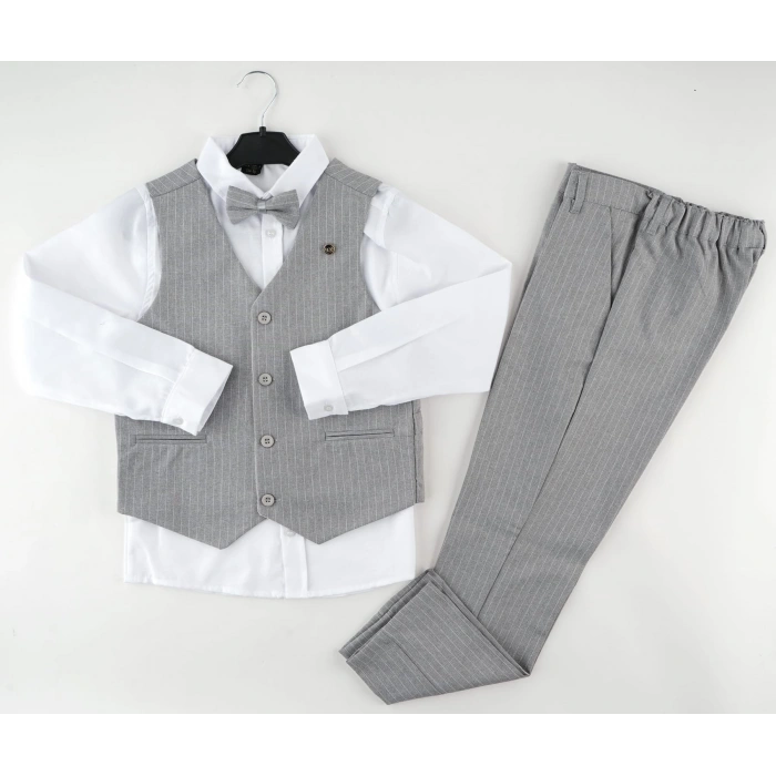 3 DÜĞME YELEKLİ ÇİZGİLİ TAKIM