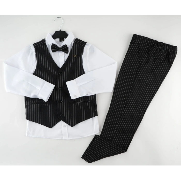 3 DÜĞME YELEKLİ ÇİZGİLİ TAKIM