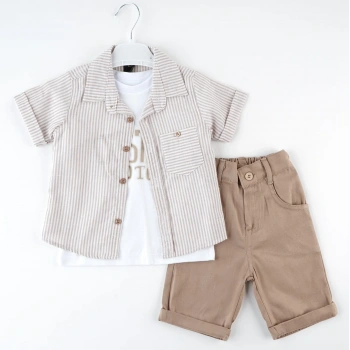 ÇİZGİLİ CEPLİ 3 LÜ TAKIM KISAKOL