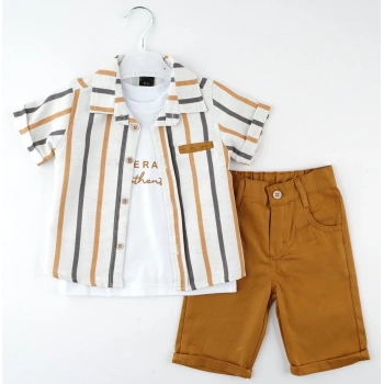 ÇİZGİLİ FİLOTALI 3LÜ TAKIM KISA KOL