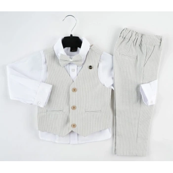 ÇİZGİLİ LİKRALI 3 DÜĞME YELEK