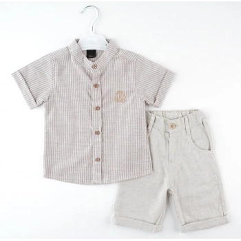 HAKİM YAKA GÖMLEK NAKIŞLI KISA KOL 2Lİ