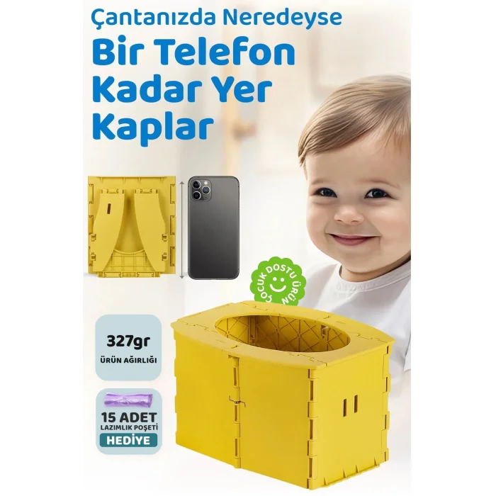 Lazımlık, Portatif Seyahat Tipi Katlanabilir Taşınabilir Çocuk Tuvaleti, Sarı
