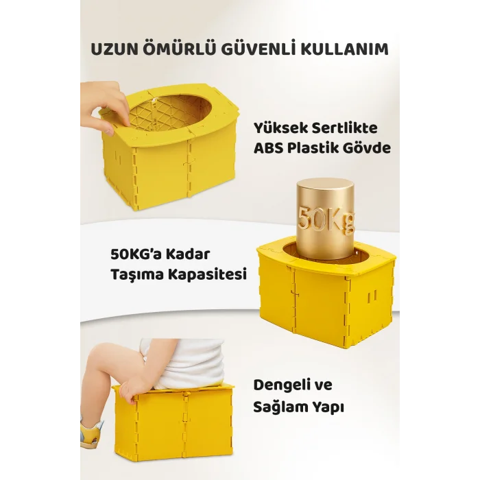 Lazımlık, Portatif Seyahat Tipi Katlanabilir Taşınabilir Çocuk Tuvaleti, Sarı