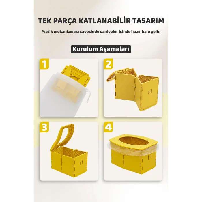 Lazımlık, Portatif Seyahat Tipi Katlanabilir Taşınabilir Çocuk Tuvaleti, Sarı