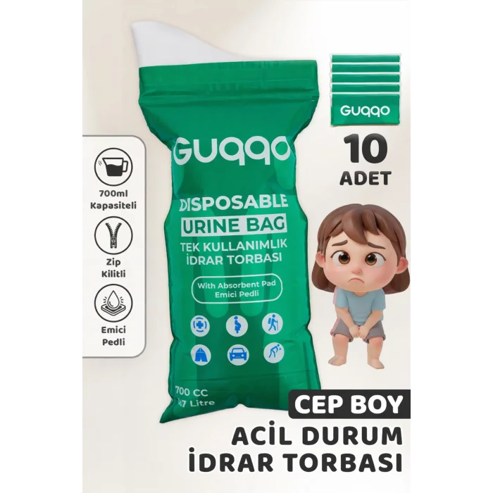 Taşınabilir lazımlık Pisuvar 10 Adet idrar Torbası Seyahat Emici Pedli Portatif Katlanabilir Tuvalet