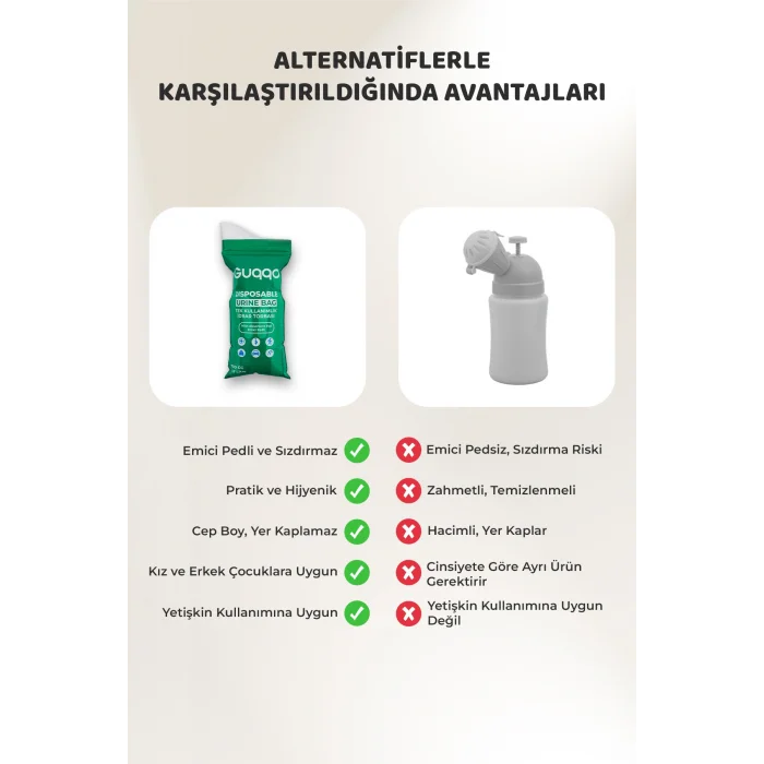 Taşınabilir lazımlık Pisuvar 10 Adet idrar Torbası Seyahat Emici Pedli Portatif Katlanabilir Tuvalet