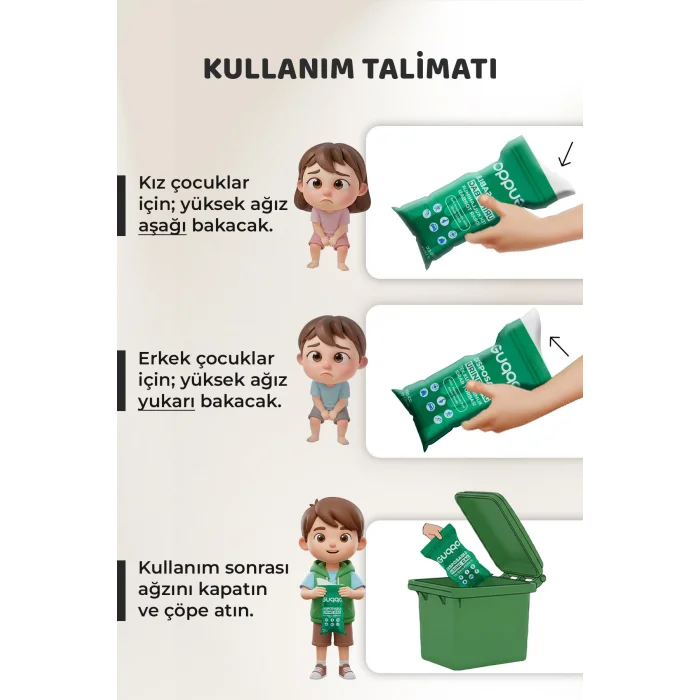 Taşınabilir lazımlık Pisuvar 10 Adet idrar Torbası Seyahat Emici Pedli Portatif Katlanabilir Tuvalet