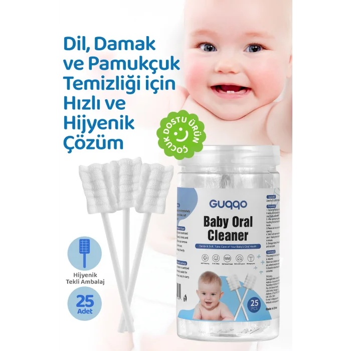 Bebek Agız Temizleme Çubuğu, 25 Adet, Yenidoğan Dil Pamukçuk Temizleyici