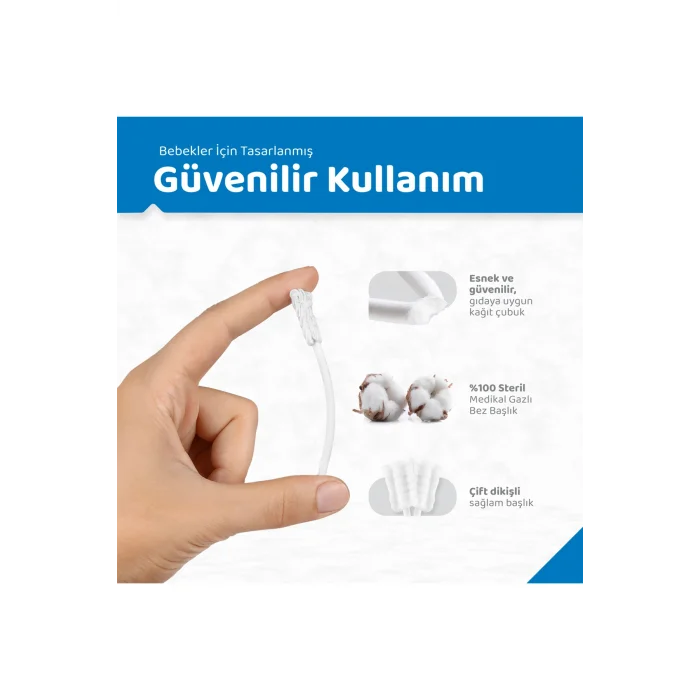 Bebek Agız Temizleme Çubuğu, 25 Adet, Yenidoğan Dil Pamukçuk Temizleyici