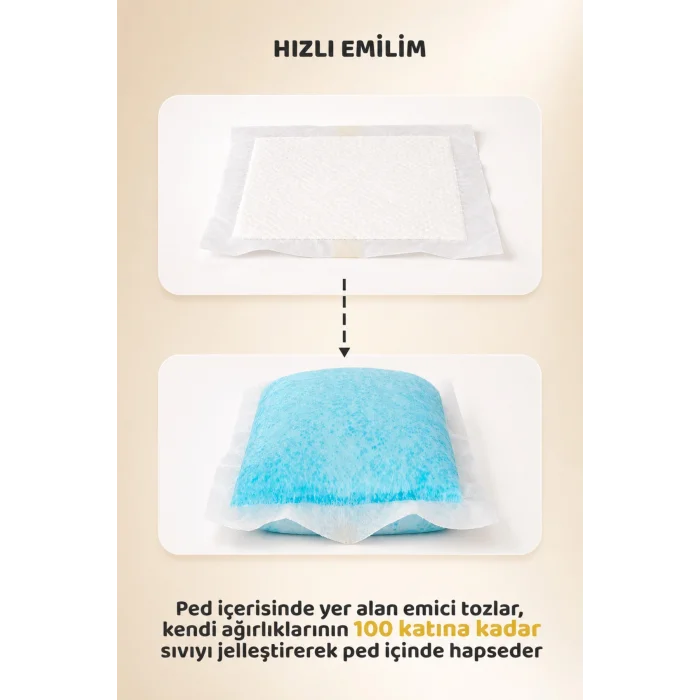 Lazımlık Poşeti Sızıntı Önleyici Ped, 300ml Sıvı Emici, 60 adet, Bantlı