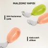 Bebek Çatal Kaşık Seti, Paslanmaz Çelik, Silikon Saplı, Pudra Yeşil
