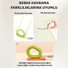 Bebek Çatal Kaşık Seti, Paslanmaz Çelik, Silikon Saplı, Pudra Yeşil