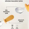 Silikon Saplı Bebek Çelik Çatal Kaşık Bıçak Seti, 316L Çelik, BLW, Saklama Kutulu, Turuncu