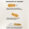 Silikon Saplı Bebek Çelik Çatal Kaşık Bıçak Seti, 316L Çelik, BLW, Saklama Kutulu, Turuncu