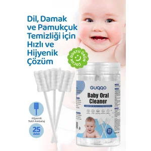 Bebek Agız Temizleme Çubuğu, 25 Adet, Yenidoğan Dil Pamukçuk Temizleyici