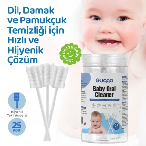 Bebek Agız Temizleme Çubuğu, 25 Adet, Yenidoğan Dil Pamukçuk Temizleyici